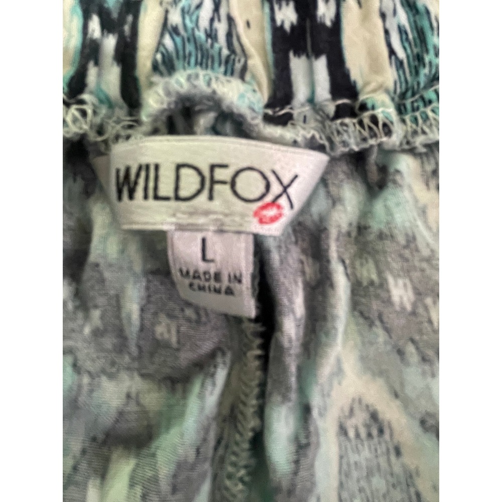 Wildfox Women Teal Navy Ikat Medallion Print Elastic Waist Shorts Size L - Picture 4 of 6